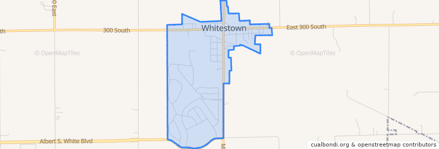 Mapa de ubicacion de Whitestown.