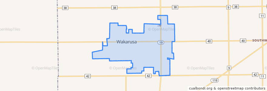 Mapa de ubicacion de Wakarusa.