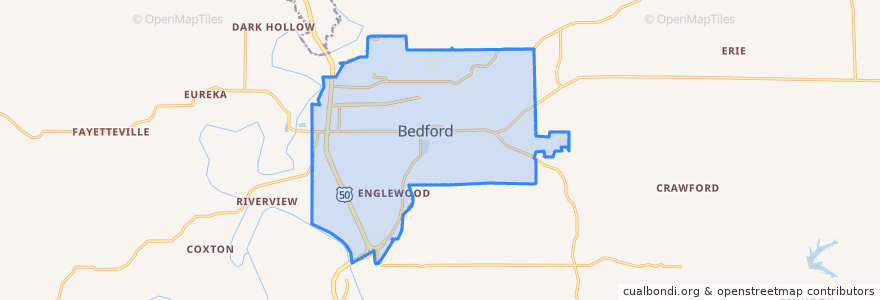 Mapa de ubicacion de Bedford.