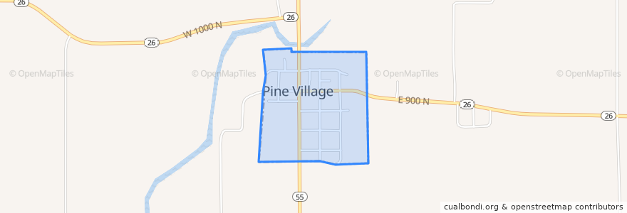 Mapa de ubicacion de Pine Village.