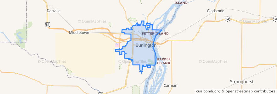 Mapa de ubicacion de Burlington.