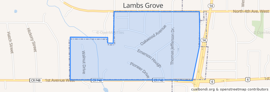 Mapa de ubicacion de Lambs Grove.