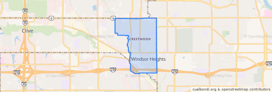 Mapa de ubicacion de Windsor Heights.