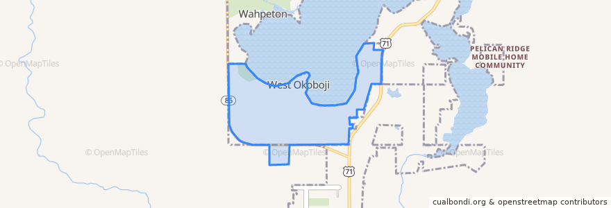 Mapa de ubicacion de West Okoboji.