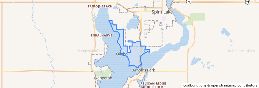 Mapa de ubicacion de Okoboji.