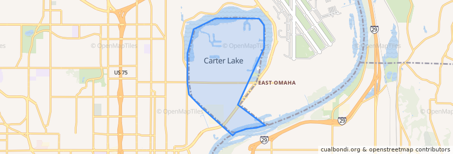 Mapa de ubicacion de Carter Lake.