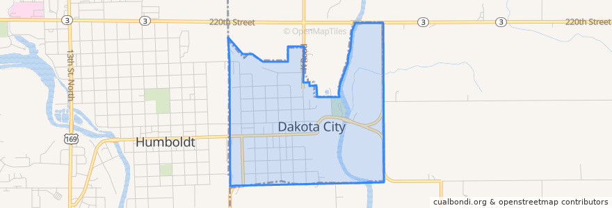 Mapa de ubicacion de Dakota City.