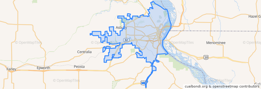 Mapa de ubicacion de Dubuque.