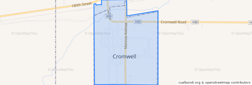 Mapa de ubicacion de Cromwell.