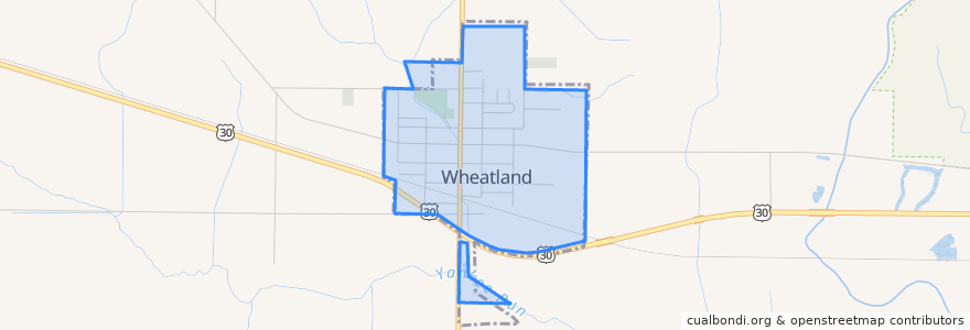 Mapa de ubicacion de Wheatland.