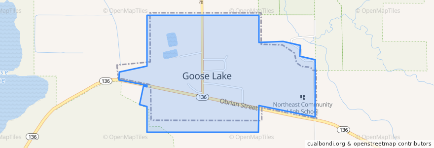 Mapa de ubicacion de Goose Lake.