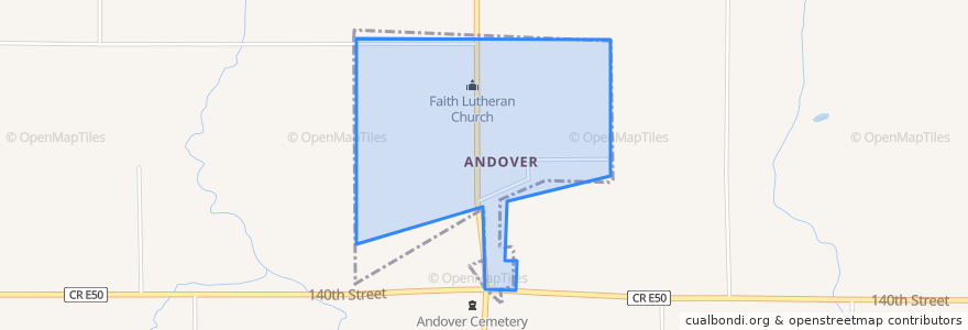 Mapa de ubicacion de Andover.