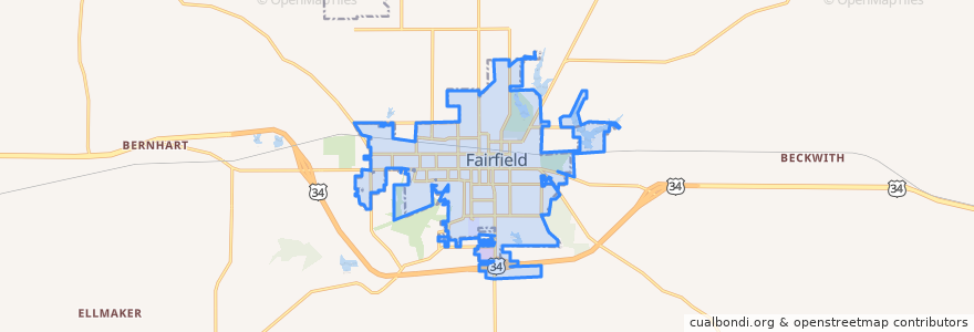 Mapa de ubicacion de Fairfield.