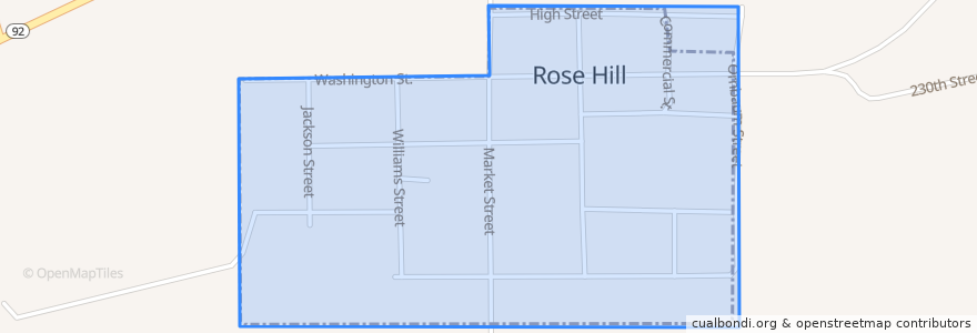 Mapa de ubicacion de Rose Hill.