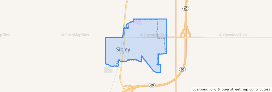 Mapa de ubicacion de Sibley.