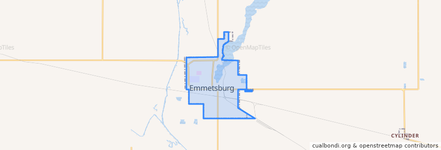 Mapa de ubicacion de Emmetsburg.