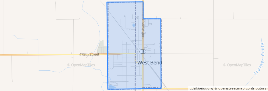 Mapa de ubicacion de West Bend.