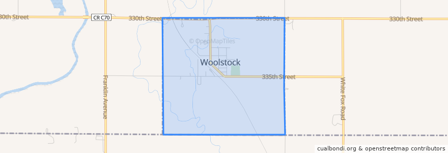 Mapa de ubicacion de Woolstock.