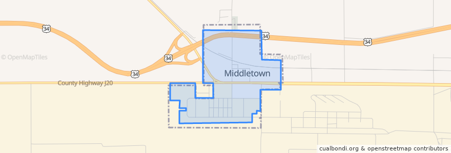 Mapa de ubicacion de Middletown.