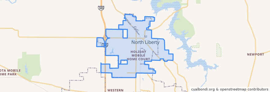 Mapa de ubicacion de North Liberty.