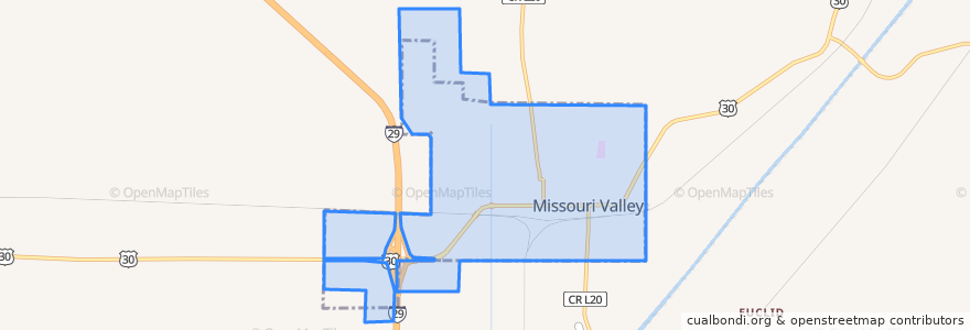 Mapa de ubicacion de Missouri Valley.