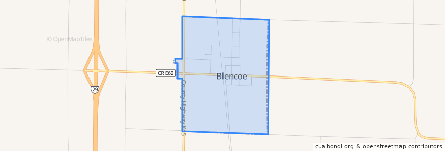 Mapa de ubicacion de Blencoe.