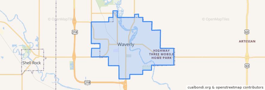 Mapa de ubicacion de Waverly.