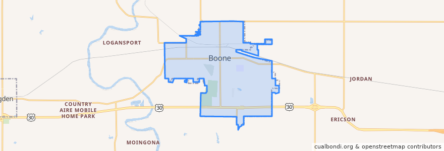 Mapa de ubicacion de Boone.