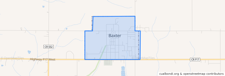 Mapa de ubicacion de Baxter.