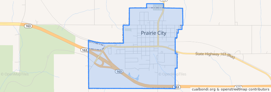 Mapa de ubicacion de Prairie City.