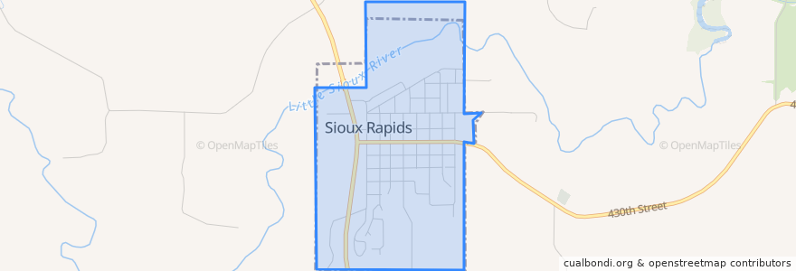 Mapa de ubicacion de Sioux Rapids.