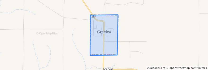 Mapa de ubicacion de Greeley.