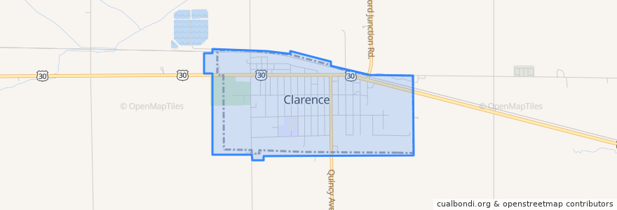 Mapa de ubicacion de Clarence.