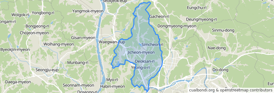 Mapa de ubicacion de 지천면.