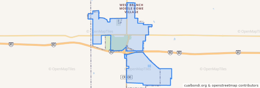 Mapa de ubicacion de West Branch.