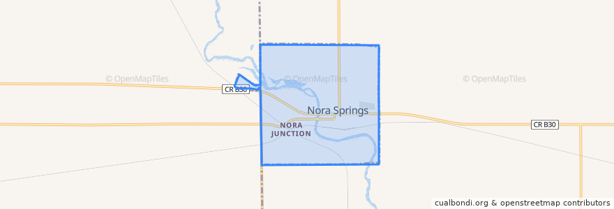 Mapa de ubicacion de Nora Springs.