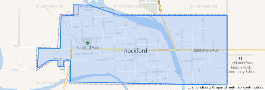 Mapa de ubicacion de Rockford.