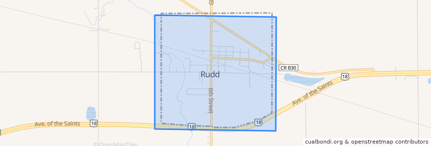 Mapa de ubicacion de Rudd.