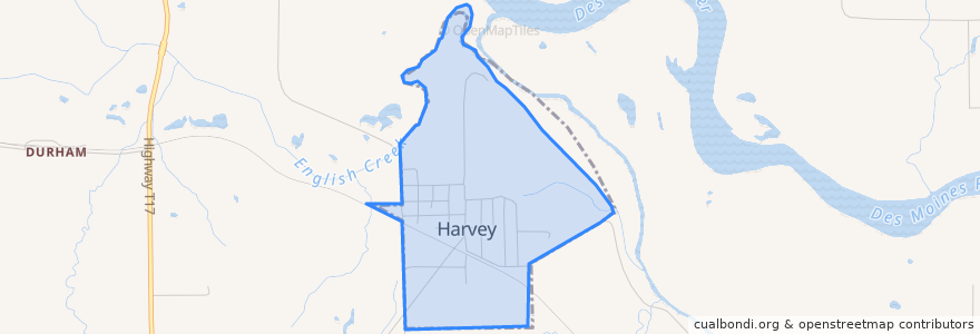 Mapa de ubicacion de Harvey.