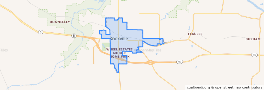 Mapa de ubicacion de Knoxville.