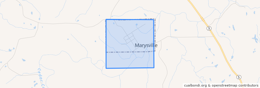 Mapa de ubicacion de Marysville.