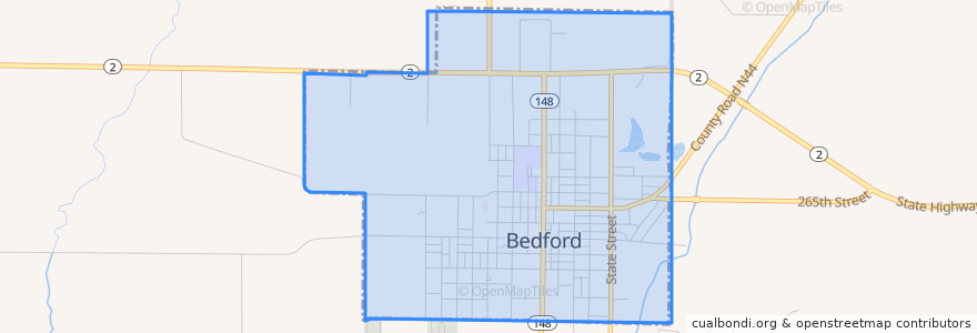 Mapa de ubicacion de Bedford.