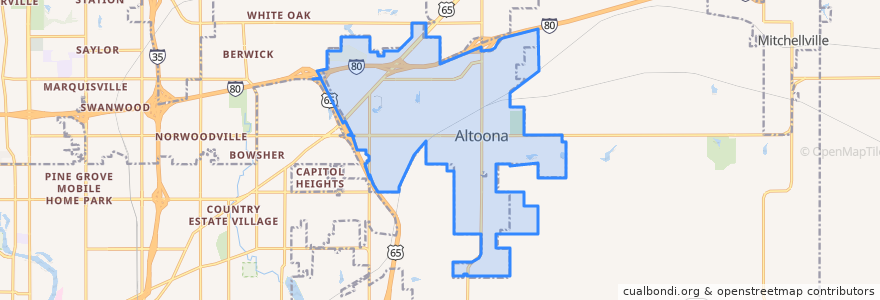 Mapa de ubicacion de Altoona.