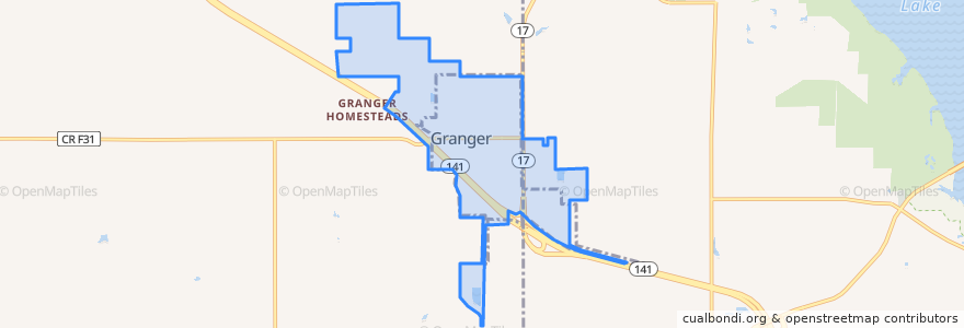 Mapa de ubicacion de Granger.