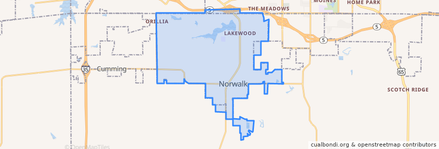 Mapa de ubicacion de Norwalk.