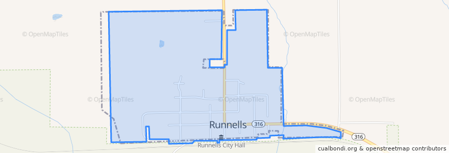 Mapa de ubicacion de Runnells.