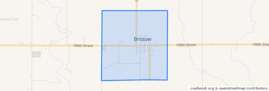 Mapa de ubicacion de Bristow.