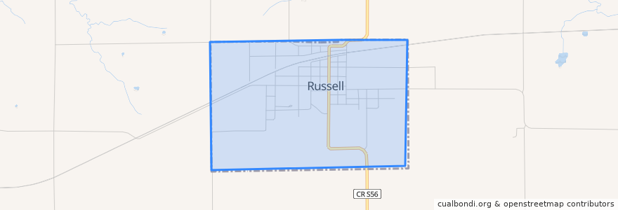 Mapa de ubicacion de Russell.