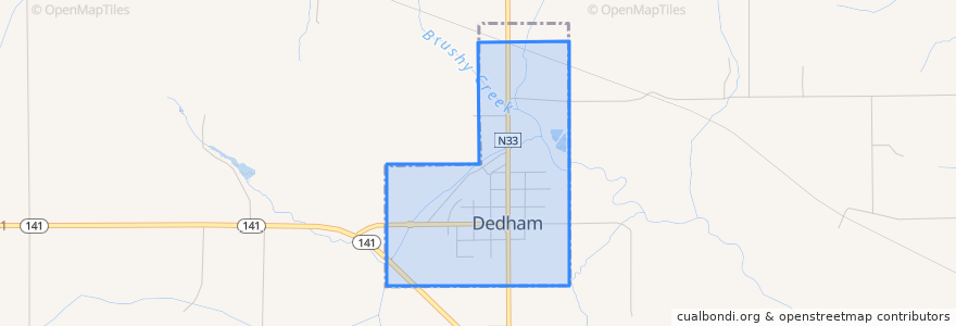 Mapa de ubicacion de Dedham.