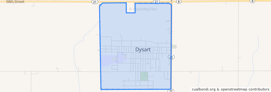 Mapa de ubicacion de Dysart.